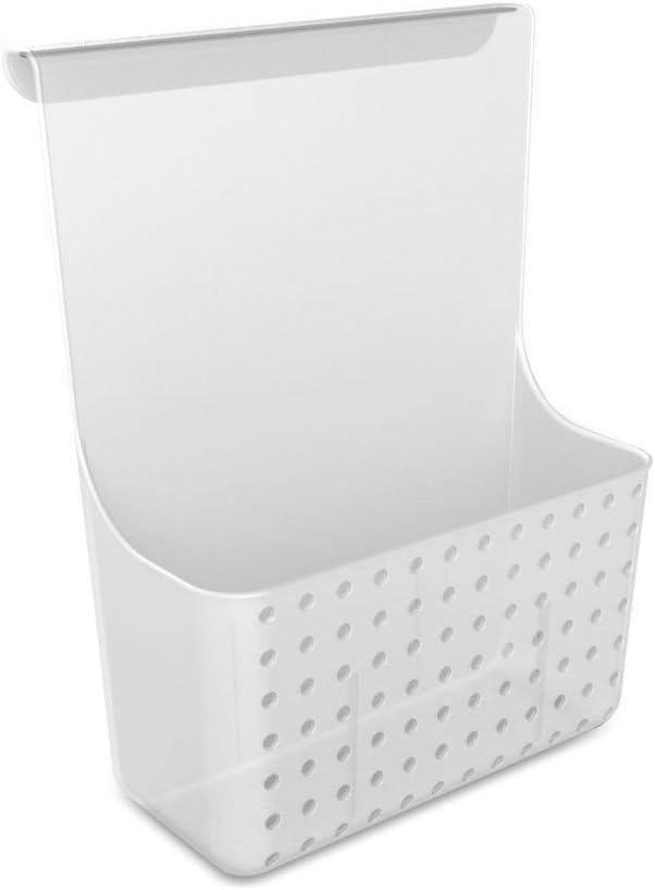 madesmart Over-Door Organizer, Storage for Aluminum Foil, Parchment Paper & Kitchen Wraps, Single Ventilated Bin with Soft-Grip Over-Door Hook, White