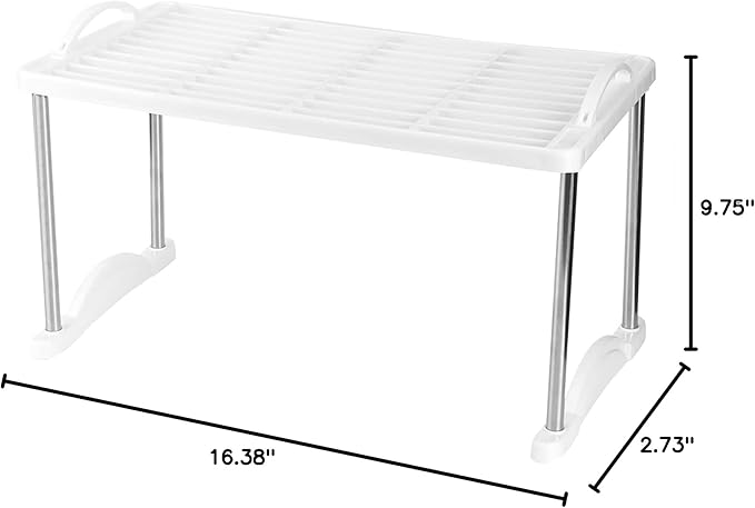 Storage Shelf Rack, Foldable Expandable Organizer Stand Holder for Kitchen Bathroom Cabinet Pantry Office Laundry Space Saving Storage Solution