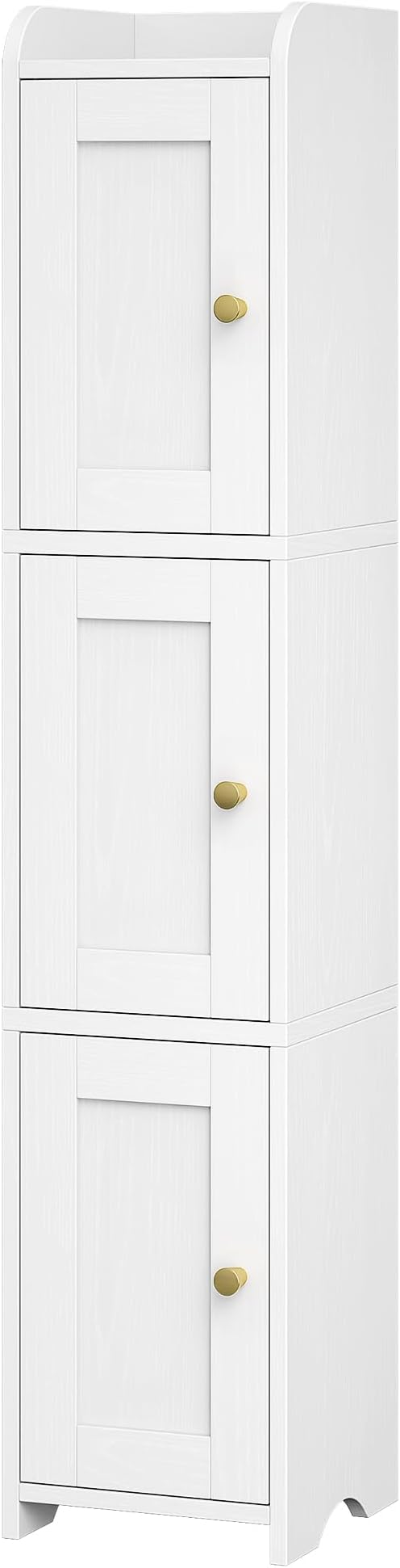 HEXCELEN Slim Bathroom Storage Cabinet, Narrow Cabinet with 3 Doors, Small Bathroom Organizers and Storage, Laundry Room Organization for Small Space, Kitchen, Living Room, White 022313X
