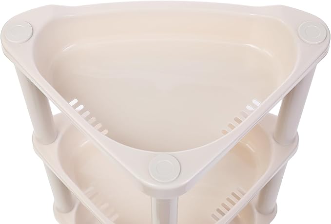 3 Tier Beige Corner Shower Caddy, 14.5 x 10 x 22.5 Inches, Plastic Shower Stands for Inside Bathroom, Bathtub, Shower Table (Beige 3 Tier)