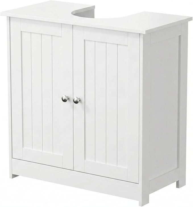 Bonnlo Pedestal Sink Storage Cabinet with 2 Doors Traditional Under Sink Cabinet Bathroom Space Saver Organizer with Adjustable Shelf White 23 5/8" W x 11 7/16" D x 23 5/8" H