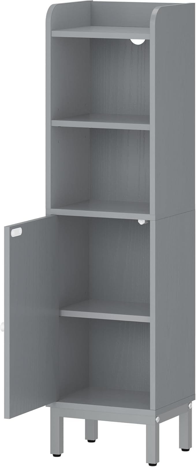 Hzuaneri Bathroom Storage Cabinet, Small Corner Floor Cabinet with Door and Shelves, Narrow Toilet Paper Holder, Bathroom Organizer with Adjustable Shelf, for Small Spaces, Gray BC38221GR
