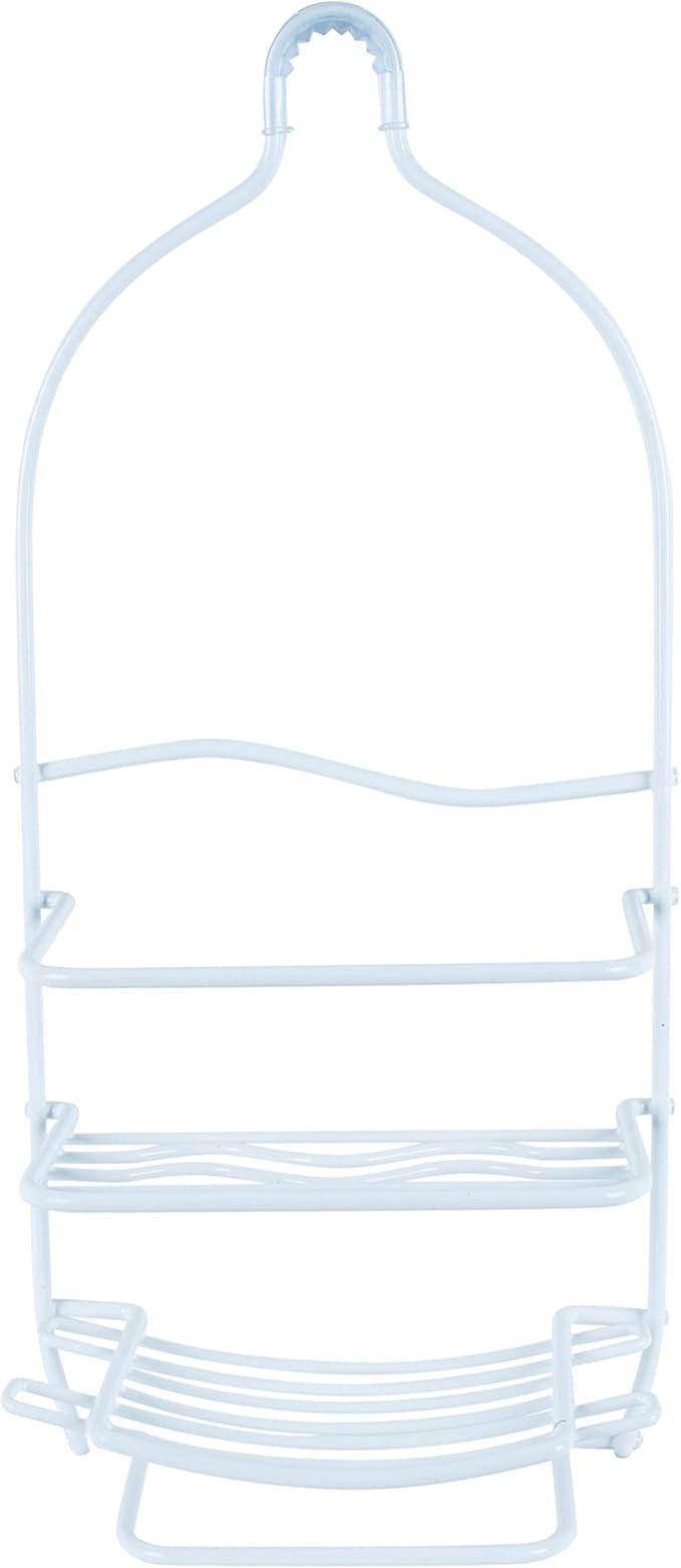 Bath Bliss Curve Design Shower Caddy | Over the Shower Head | Rust Proof | Bathroom Organization | Bath Organizer | 2 Tier | White