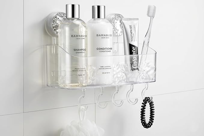 HOME&I Suction Cup Shower Caddy for Bathroom & Shower, Drill-Free Toothpaste, and Razor Organizer, Removable Wall Mount Storage Caddy, Waterproof & Reusable Self-Draining Rack