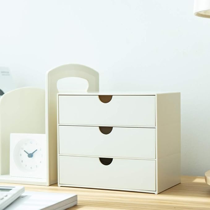 3-Drawer Vanity Organizer, Compact Storage Organization Drawers Set for Cosmetics, Dental Supplies, Bathroom, Dorm, Desk, Countertop, Office Mini Size