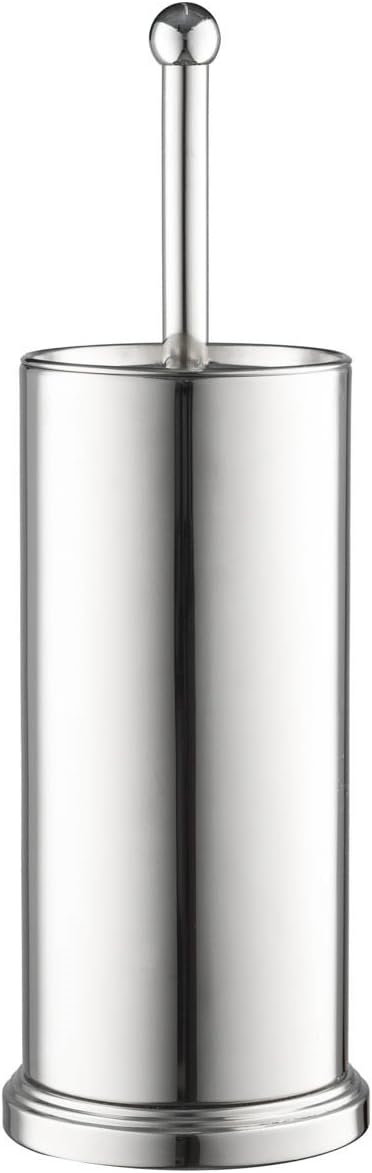 Home-it Chrome Toilet Brush Set for Tall Toilet Bowl with Holder and Lid