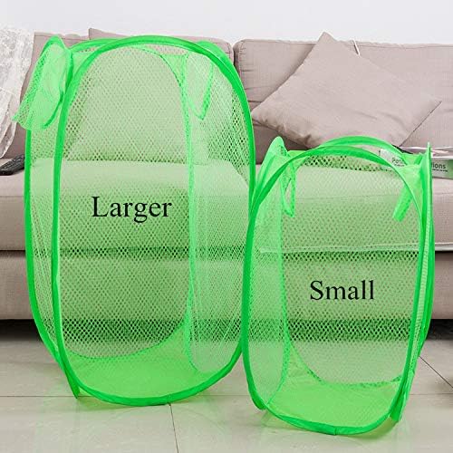 Extra Large Pop Up Mesh Hampers Collapsible Tall Nursery Laundry Basket For Storage Blankets Toys Clothes Net Sorter Bins,Green