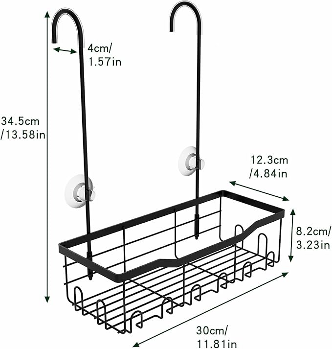 Slizy Hanging Shower Rack, Black Bathroom Storage Rack, Bathroom Door Organizer, Hanging Shower Basket, Shampoo Holder, No Drilling Required, Organizes Essentials, Black(Black Single-tier Shelf)