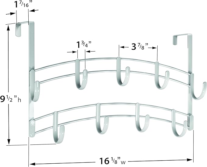 LYNK Professional® Home™ Over the Door Hooks - 9 Hook – Over the Door Coat Rack - Over the Door Hanger - Hanging Towels or Clothes - Bathroom, Bedroom, Laundry Room - Lifetime Ltd. Warranty, White