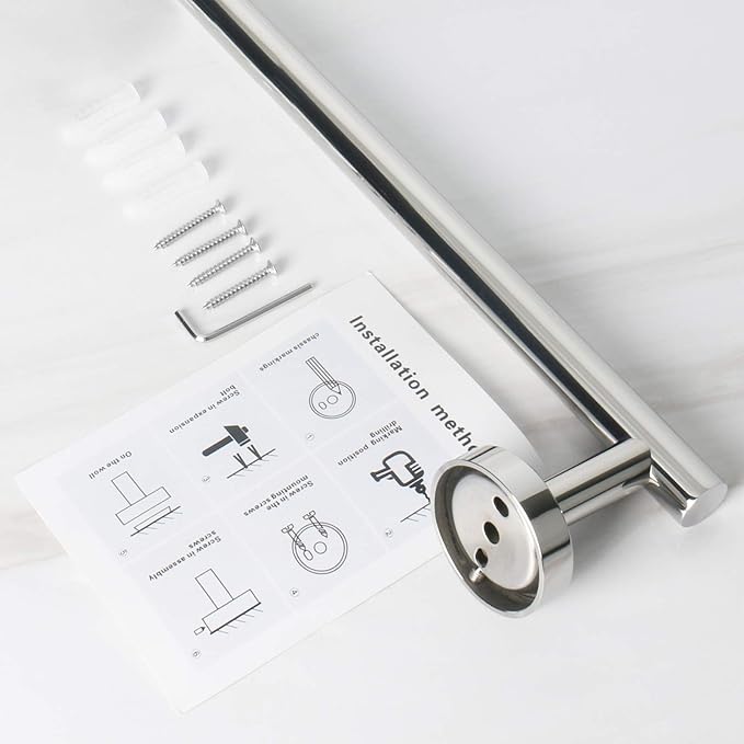 NearMoon Bath Towel Bar, Thicken Stainless Steel Shower Towel Rack Holder Wall Mounted for Bathroom, 33-lnch Overall Length-30-lnch Usable Hanging Space (1 Pack, Chrome Finish)
