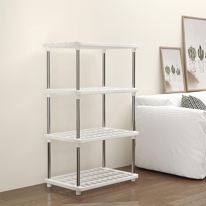 4 Tiers Racks for Storage, Storage Racks and Shelving for Bathroom, Pantry, Warehouse, Living Room, Kitchen Shelves, Kitchen Storage Rack Easy Cleanup and Install, 15.7" L X 8.6" W X 31.4" H