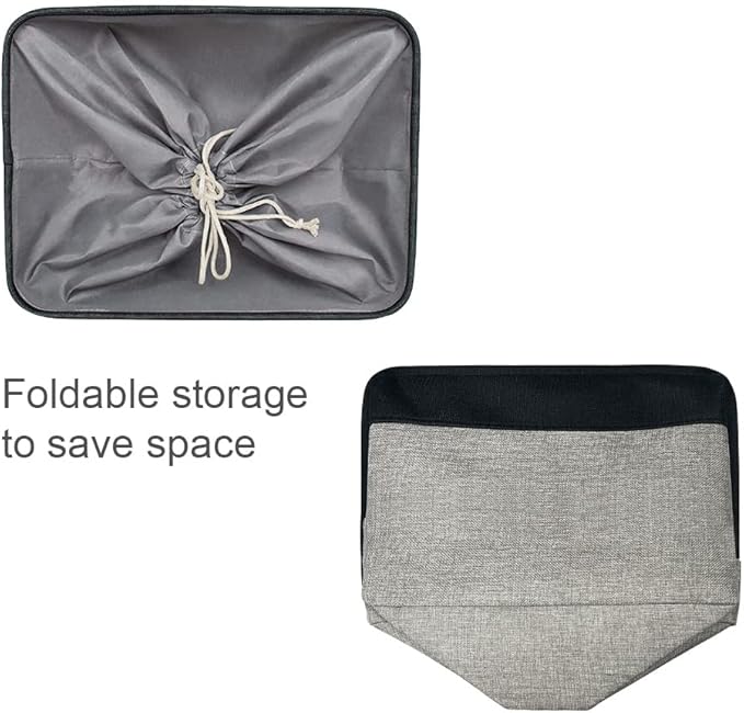 TheWarmHome Organization and Storage Basket for Organizing - 17x14x10 inch Large 3 Pack Collapsible Storage Bin for Shelves, Fabric Basket for Gifts Empty Organizer Gift Closet (Black & Grey)
