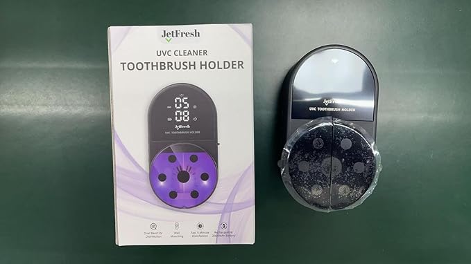 UV Toothbrush Sanitizer Holder | Wall Mounted UV-C Toothbrush Cleaner | Tooth Brush Sanitizer Holder Auto Shut-Off, USB Rechargeable, Fits All Brushes, Bathroom Organizer