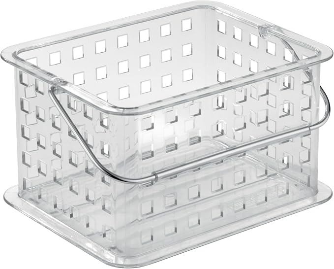 iDesign Small Clear Shower Caddy with Handle, Portable Shower Organizer for Dorm or Bathroom, 6-Pack
