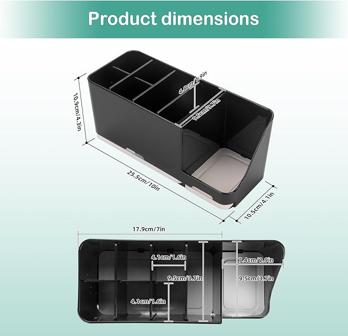 YONGAIJIA Toothbrush Holder for Bathroom Organizer with Diatom mud Board,Detachable 8 Slots Kids Electric Toothbrush Holder and Toothpaste Stand for Countertop Accessories Storage (Black)