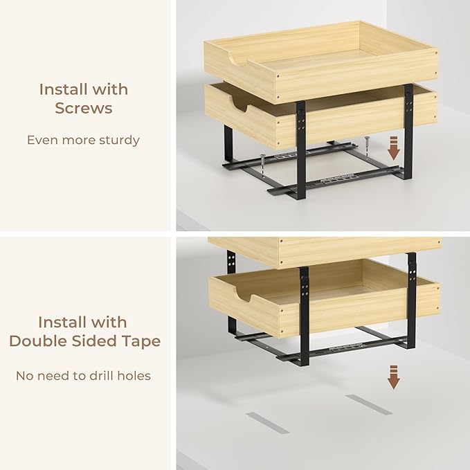 COOLBEBE 2 Tier Pull Out Drawers for Cabinets,17"W x 21"D Double Tier Slide Out Wood Drawer Shelf Organizer, Soft Close Cabinet Pull Out Shelves in Kitchen, Pantry, Bathroom