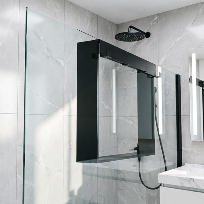 Over the Door Shower Caddy for Glass Door – 20"x16" Stainless Steel Hanging Shelf with Hooks, No-Drilling Frameless Shower Organizer, Rust-Proof Bathroom Storage for Towels & Toiletries