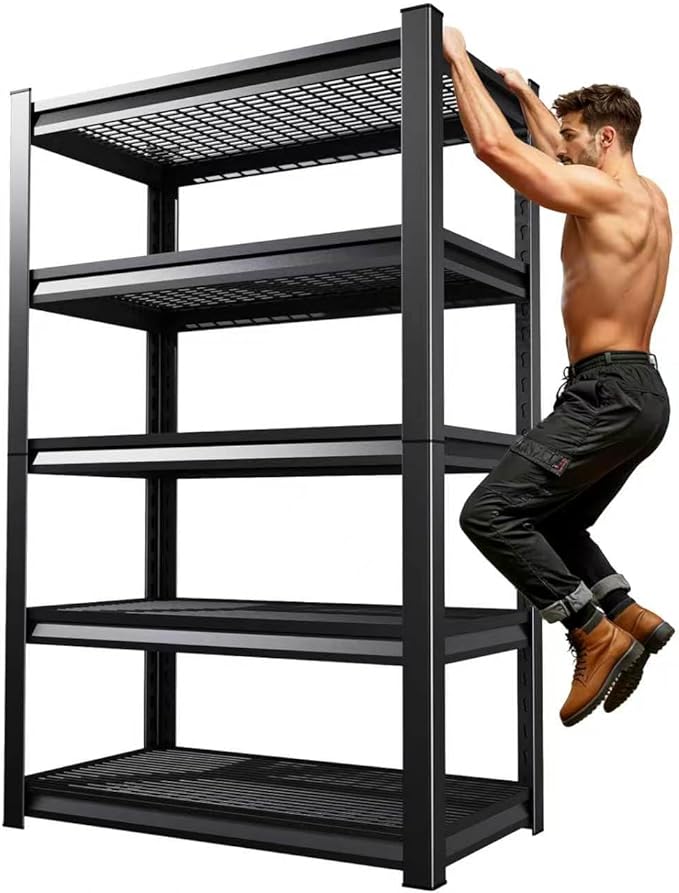36''W Storage Shelves,3000LBS Garage Shelving ,Adjustable Garage Shelves ,Heavy Duty Metal Shelving, 5 Tier Wire Utility Steel Shelf, Easy-to-install Shelving Units and Storage 71.2''x35.4''x15.7"