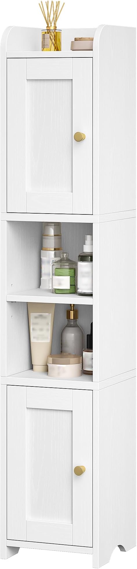 HEXCELEN Slim Bathroom Storage Cabinet, Narrow Cabinet with 2 Doors, Small Bathroom Organizers and Storage, Laundry Room Organization for Small Space, Kitchen, Living Room, White 022413X