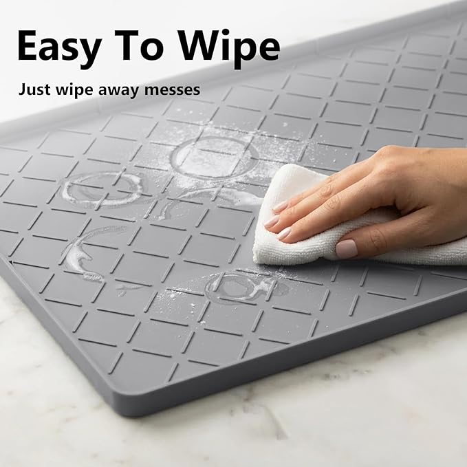 Mateeylife Under Sink Mats for Kitchen Waterproof 34"X22", Undersink Protectors,Silicone Mat Cabinet Liner, Under Sink Organizer for Bathroom and Kitchen,Boot Tray Pet Food Mat, Dark Grey