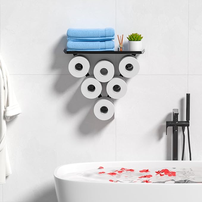 Toilet Paper Holder Rack, Funny Wall Mount Toilet Paper Storage for Extra 12 Rolls, Metal Wall Art Sculpture Bathroom Decor Tissue Holder Shelf