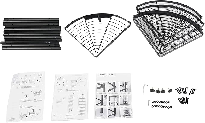5 Tier Corner Shelf Stand, 52" Kitchen Shelf Organizer with Metal Frame, Multipurpose Space Saving Storage Rack for Living Room, Office, Kitchen