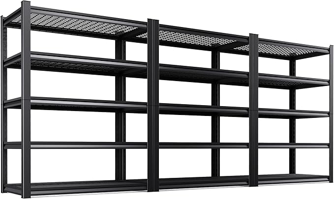 3-Pack 36''W Storage Shelves,3000LBS Garage Shelving ,Adjustable Garage Shelves ,Heavy Duty Metal Shelving, 5 Tier Utility Steel Shelf, Easy-to-install Shelving Units and Storage 71.2''x35.4''x15.7"