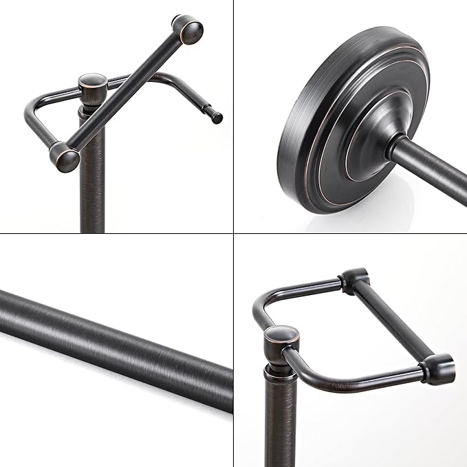 Toilet Paper Holder Stand, Oil Rubbed Bronze Toilet Paper Holder Free Standing, Post Pivoting Design & Stable Weighted Base SUS304 Stainless Steel for Bathroom(Mega Roll)