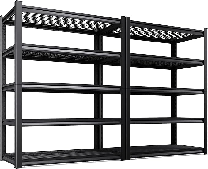 2-Pack 36''W Storage Shelves,3000LBS Garage Shelving ,Adjustable Garage Shelves ,Heavy Duty Metal Shelving, 5 Tier Utility Steel Shelf, Easy-to-install Shelving Units and Storage 71.2''x35.4''x15.7"