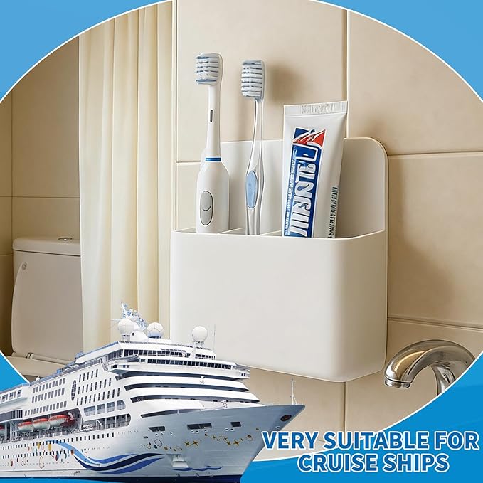 Magnetic Toothbrush Holder for Cruise Ships, Wall-Mounted Bathroom Organizer, Compact Travel Accessories, Cruise Essentials 2025&2026