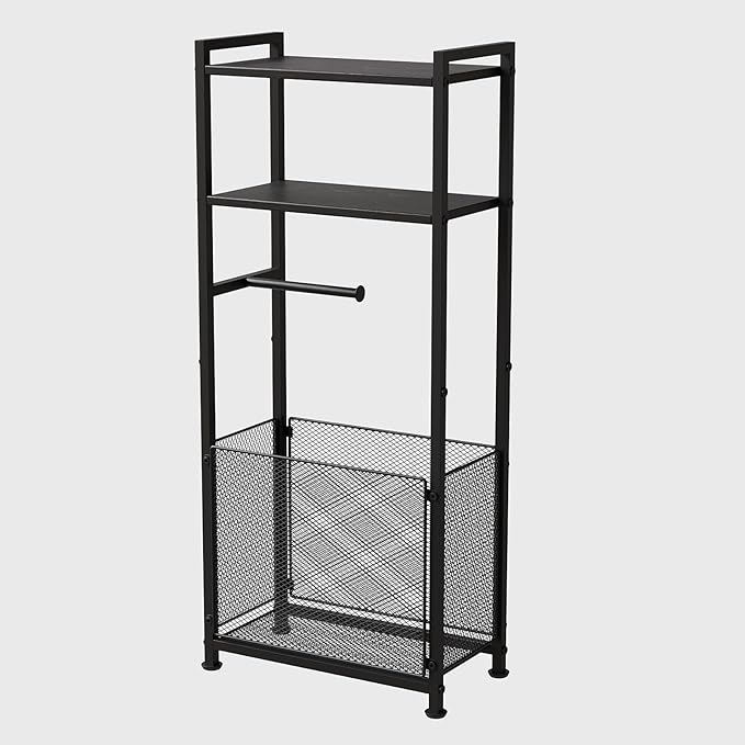 Freestanding Toilet Paper Holder Stand with Storage Shelf, Anlanbor Bathroom Tissue Storage Stand Toilet Roll Storage Rack for Phone, Wet Wipe, Bathroom Storage and Organizer Shelf for Small Space