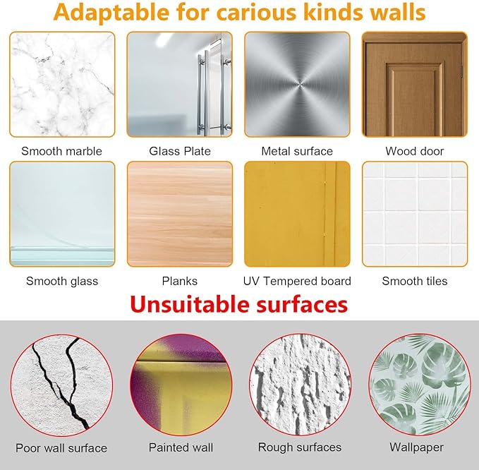 Wall Hangers Without Nails, 14 Packs Heavy Duty Adhesive Hooks, Wall Hooks for Hanging, Screw Free Sticker, Seamless Screws for Wall Mount, 2 in 1 Reusable (18mm)