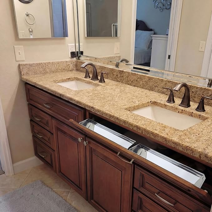 1 Set 28 Inch Stainless Steel Sink Drawer Pivot Hinge Kit Include Tip Out Tray for Sink and Hinges Large Pull Out Storage Organizer for Kitchen Bathroom Base Cabinets