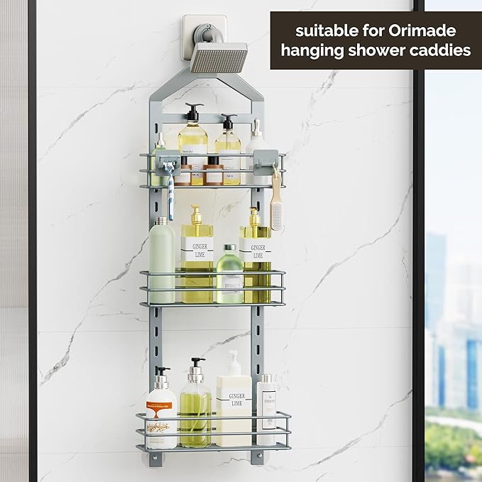 Orimade Shower Caddy Round Adhesive Replacement Stickers Shelf Basket Strips Suction Tapes Large Strong Hook for Bathroom Kitchen Storage Corner Transparent Shelves Wall Mount 2.36", 4 Pack