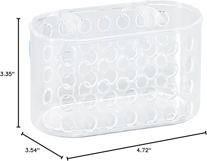 Bath Bliss Suction Cup Bath Caddy Basket, Soap and Razor Holder for Shower, Clear