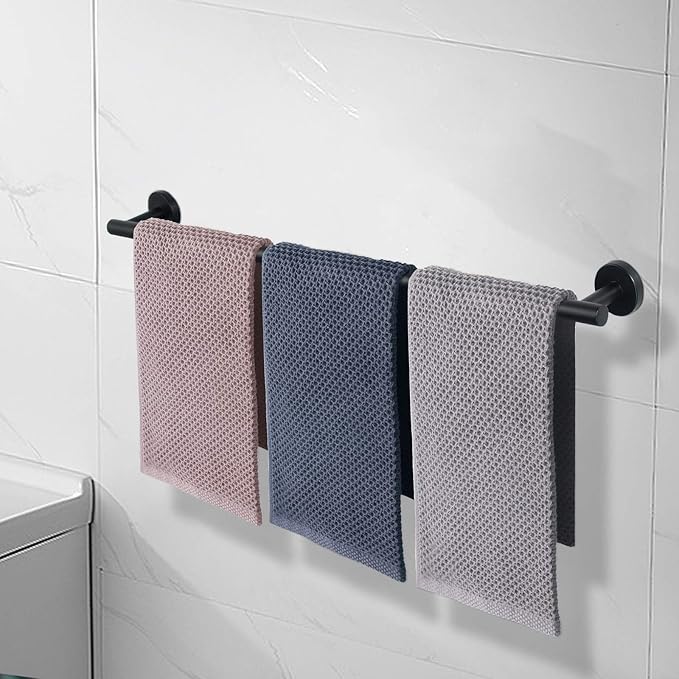 NearMoon Bath Towel Bar, Thicken Stainless Steel Shower Towel Rack Holder Wall Mounted for Bathroom, 33-lnch Overall Length-30-lnch Usable Hanging Space (1 Pack, Matte Black)