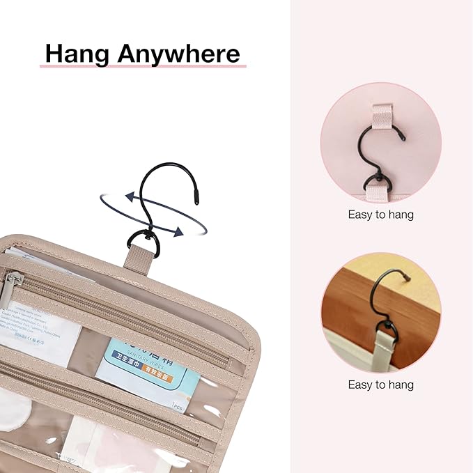 BAGSMART Toiletry Bag Hanging Travel Makeup Organizer with TSA Approved Transparent Cosmetic Bag Makeup Bag for Full Sized Toiletries, Large-Navy