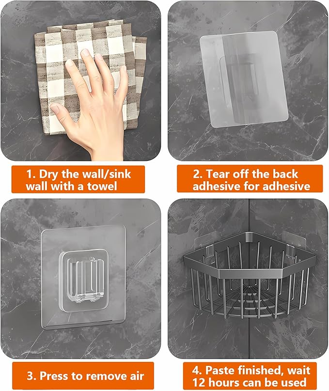 Sink Caddy Corner Kitchen Sink Organizer,CIT ZCFYU Adhesive Sponge Caddy for Kitchen Stainless Steel,Dish Cloth Hanger Sponge Holder Soap Storage Rack for Space-Saving Storage(not for Rounded)