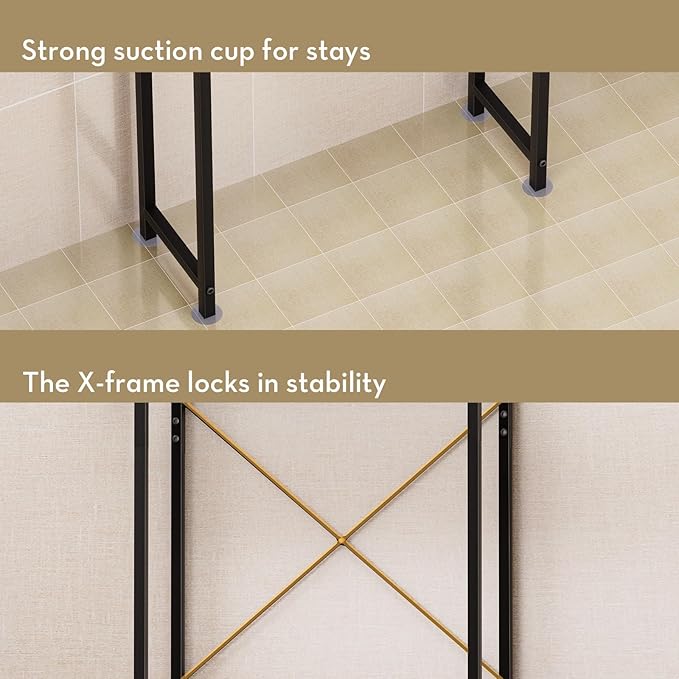 SAYGOER Glass Over The Toilet Storage Rack, 3-Tier Over-The-Toilet Storage, Adjustable Shelf Bathroom Organizer, Black Space Saving Shelves