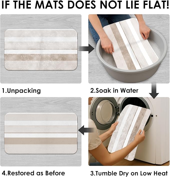 Beige Shower Curtain Set with Toilet Lid Cover and Non-Slip Rugs for Bathroom, Modern Striped Lines 4 Pcs Shower Curtain, Simple Abstract Bathroom Set with 12 Hooks