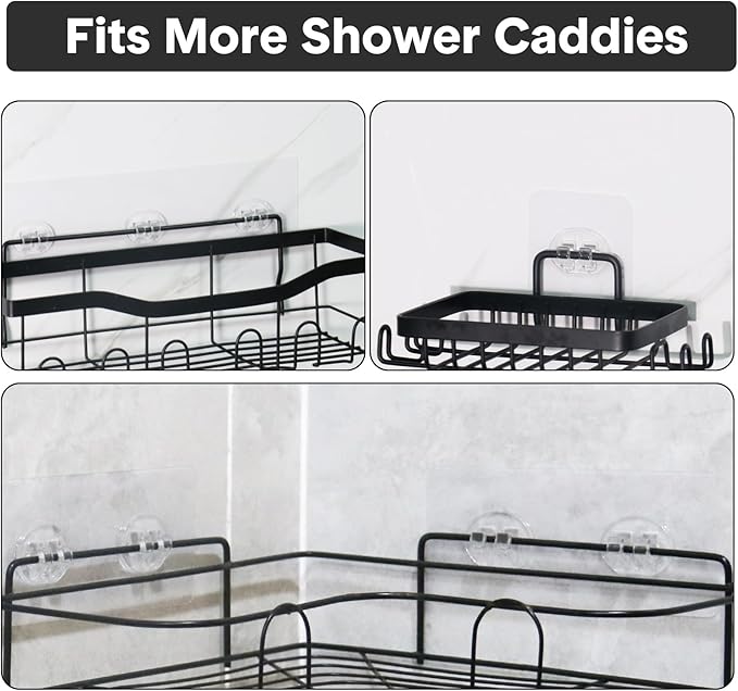 6 Pack Shower Caddy Adhesive Replacement, Strong Adhesive Hooks for Shower Shelf, Waterproof Adhesive Hooks, No Drilling, for Bathroom Shelves, Kitchen Racks and Soap Holder