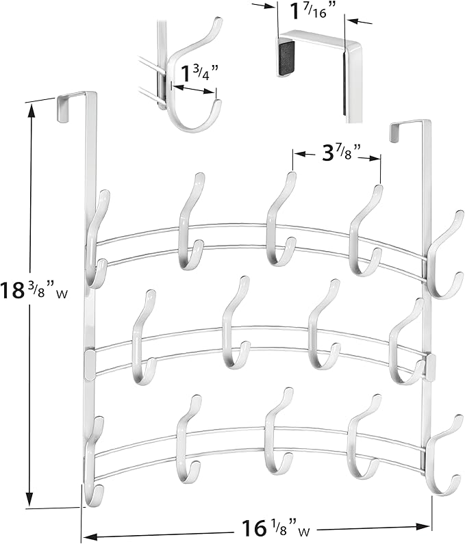 LYNK Professional® Home™ Over the Door Hooks - 28 Hook – Over the Door Coat Rack - Over the Door Hanger - Hanging Towels or Clothes - Bathroom, Bedroom, Laundry Room - Lifetime Ltd. Warranty, White