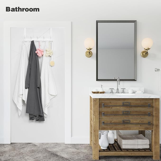 Optish Door Hanger Hook, Over The Door Hooks for Hanging, Over The Door Towel Racks for Bathroom (1Pack, White, Fit 1-3/4" Doors)