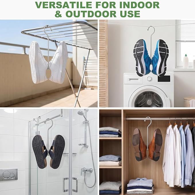 Shoe Drying Hanger 10 Pack, Stainless Steel Dryer Shoe Rack, Hanging Shoe Organizer for Slippers, Sneakers, Boots, Towels, Hat, Space Saving Shoe Rack for Bathroom, Balcony