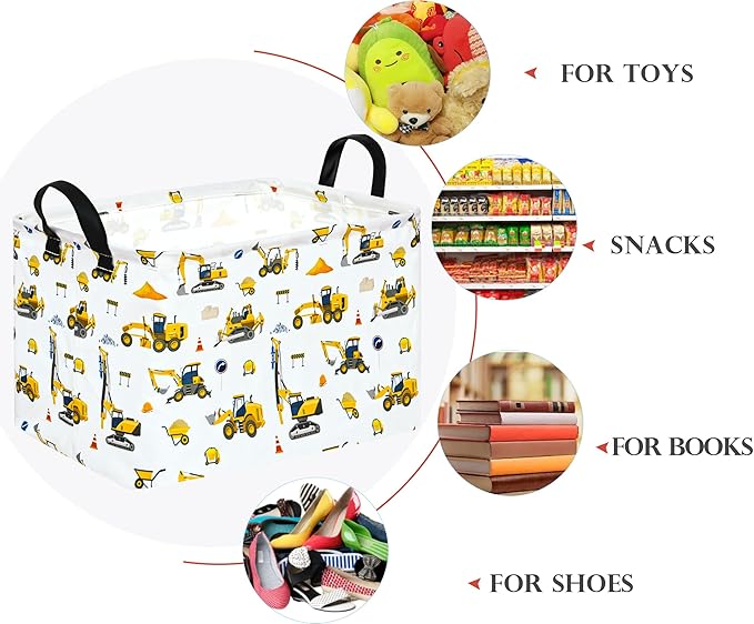 Baby Storage Basket Nursery Box Laundry Hamper Organization Bins for Toys and Clothes with Handles (Vehicle)
