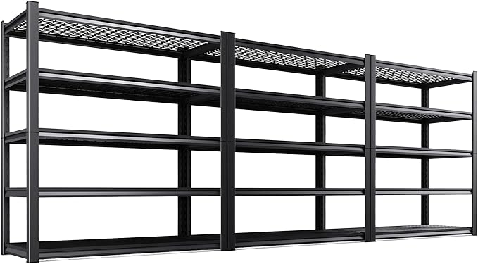 71.2''H Storage Shelves,3000LBS Garage Shelving ,Adjustable Garage Shelves ,Heavy Duty Metal Shelving, 5 Tier Utility Steel Shelf, Easy-to-install Shelving Units and Storage 71.2''x45.6''x17.7",3-pack