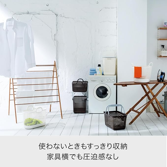 LIKE-IT SCB-4 Laundry Hamper with Handle, Basket, M, Width 12.0 inches (30.5 cm), Depth 18.2 inches (45.8 cm), Height 10.4 inches (26.3 cm), Brown, Made in Japan