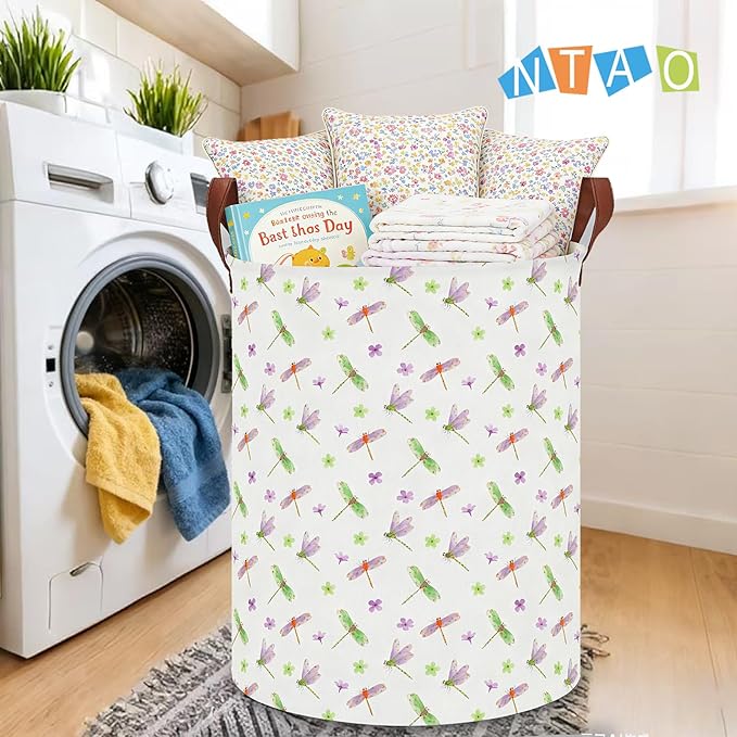 NTAOHAMPER Dragonfly Large Laundry Hamper,Laundry Basket,Baby Nursery Hamper,Waterproof Storage Bin,Clothes Organizer Basket,Room Decor(Dragonfly)