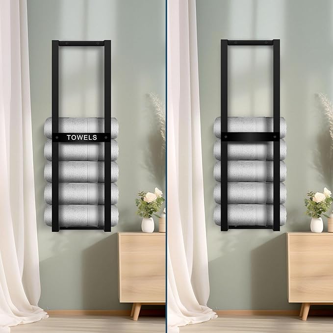 Towel Rack for Rolled Towels, Towel Racks for Bathroom, Wall Mounted 31 inch Bathroom Towel Storage Rack, Bath Towel Holder Wall for Modern Small Space Bathroom Towel Storage