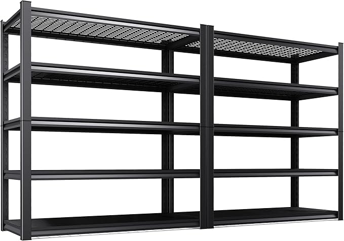 71.2''H Storage Shelves,3000LBS Garage Shelving ,Adjustable Garage Shelves ,Heavy Duty Metal Shelving, 5 Tier Utility Steel Shelf, Easy-to-install Shelving Units and Storage 71.2''x45.6''x17.7",2pack